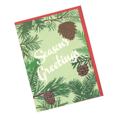 Postkarte mit Umschlag - Seasons Greetings - Fir Trees  (4365)