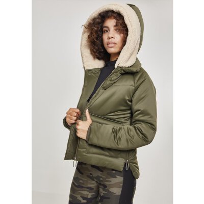 Urban Classics - TB2380 - Ladies Sherpa Hooded Jacket - darkolive/ darksand