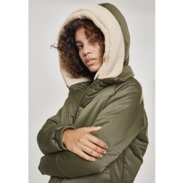 Urban Classics - TB2380 - Ladies Sherpa Hooded Jacket - darkolive/ darksand