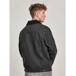 Urban Classics - TB3140 Sherpa Lined Jeans Jacket - black wash/black