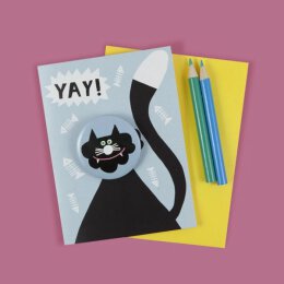 U Studio - Hoot Parade - Katze (Yay!) - Karte mit Umschlag und Anstecker