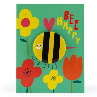 U Studio - Hoot Parade - Biene (Bee Happy!) - Karte mit Umschlag und Anstecker