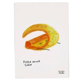 Postkarte - Pizza Doing Yoga
