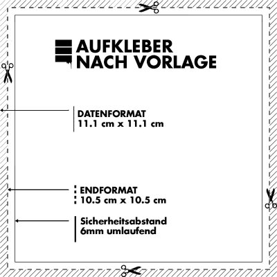 Merchmanufaktur - Dein Design - 100 Hochglanz Aufkleber (10.5cm x 10.5cm) nach Vorlage - Bruttopreis inklusive Versand