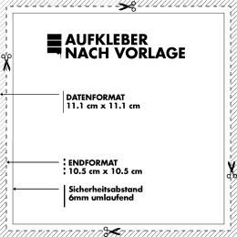 Merchmanufaktur - Dein Design - 100 Papier Aufkleber (10.5cm x 10.5cm) nach Vorlage - Bruttopreis inklusive Versand