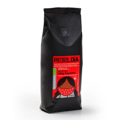 Kaffee - Bio-Espresso - Rebeldia - ganze Bohne (Artikelnr. 210) Politischer Projekt-Kaffee - 500gr