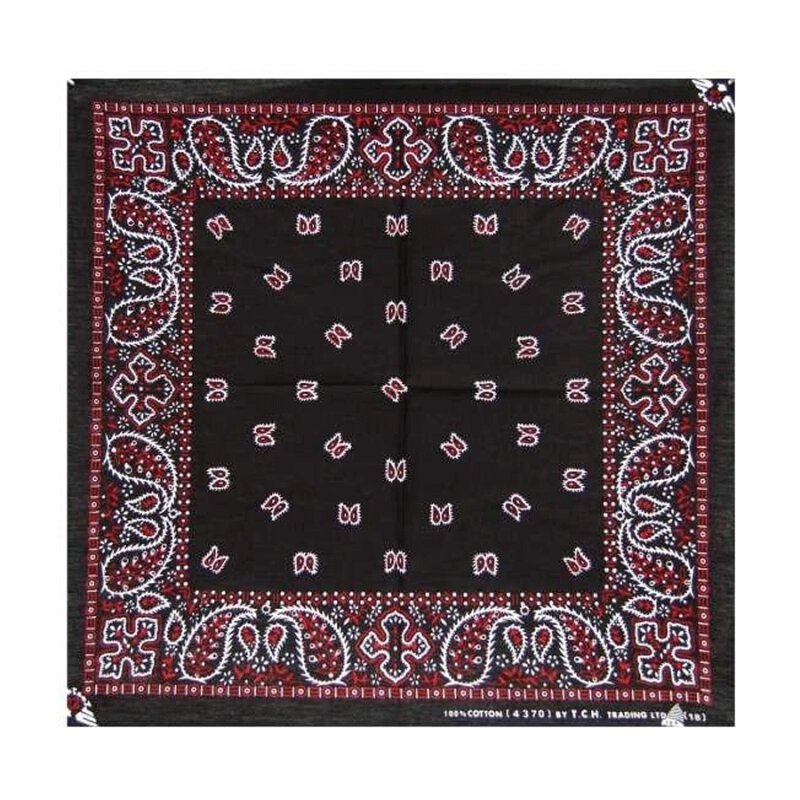 thumbnail image 2 of 22x22 Black Paisley Bandana – Unisex Cotton Style Bandanna 2 of 6