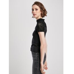 Urban Classics Ladies - TB3752 - Ladies Flock Lace Turtleneck Tee black XS
