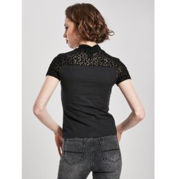 Urban Classics Ladies - TB3752 - Ladies Flock Lace Turtleneck Tee black XS