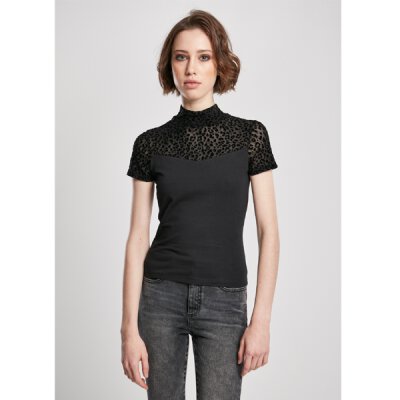 Urban Classics Ladies - TB3752 - Ladies Flock Lace Turtleneck Tee black M
