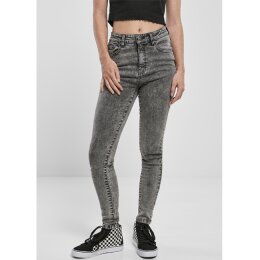 Urban Classics Ladies - TB2970 - Ladies High Waist Skinny Jeans black heavy acid washed 29/32