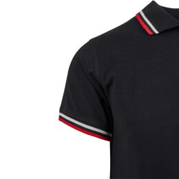 Urban Classics Men - TB2063 - Double Stripe Poloshirt blk/wht/firered M