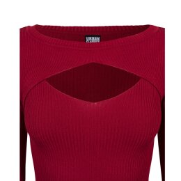Urban Classics - TB1742 - Ladies Cut Out - Dress - burgundy XS
