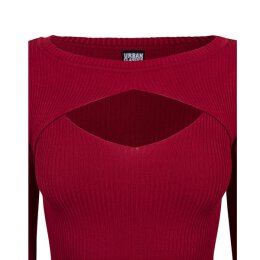 Urban Classics Ladies - TB1742 - Ladies Cut Out Dress burgundy XL