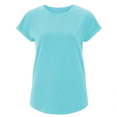 Earth Positive - EP16 - Organic Womens Rolled Up Sleeve - Turquoise