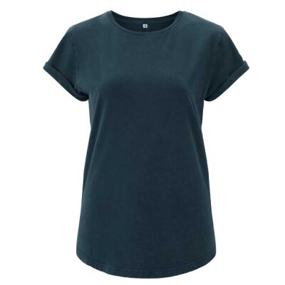 Earth Positive - EP16 - Organic Womens Rolled Sleeve T-shirt - denim blue