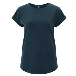 Earth Positive - EP16 - Organic Womens Rolled Sleeve T-shirt - denim blue