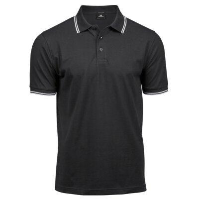Tee Jays - 1407 - Premium Stripe Stretch Polo - black / white  S