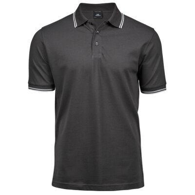 Tee Jays - 1407 - Premium Stripe Stretch Polo - dark grey / white XXL