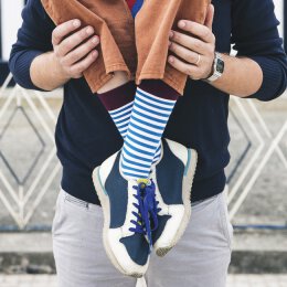 Kabak - Socken - Classic Stripes - Navy Blue + White