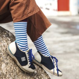 Kabak - Socken - Classic Stripes - Navy Blue + White 36-41