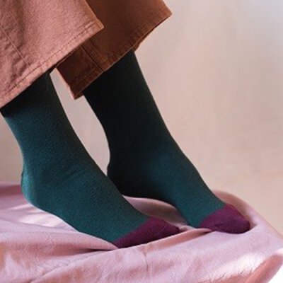 Kabak - Socken - Organic - Green + Burgundy Toe 36-41