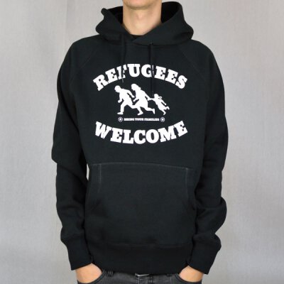 Tante Guerilla - Refugees Welcome  - Kapuzenpullover (N51P) - black/white