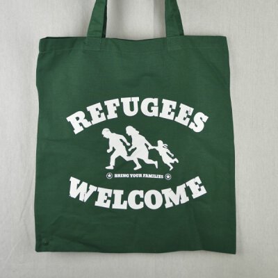 Refugees Welcome  - Jutebeutel - bottle green/white