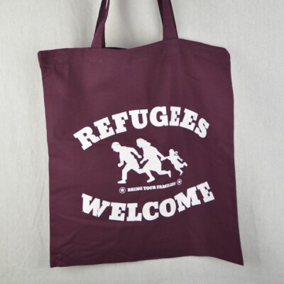 Refugees Welcome  - Jutebeutel - burgundy/white