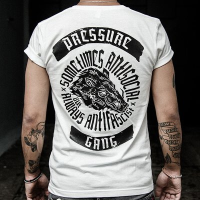 Pressure Gang - Antifascist Pig - T-Shirt - white S