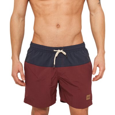 Urban Classics - TB1026 - Block Swim Short - navy/burgund S