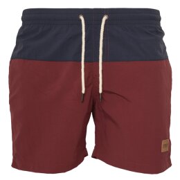 Urban Classics - TB1026 - Block Swim Short - navy/burgund XL