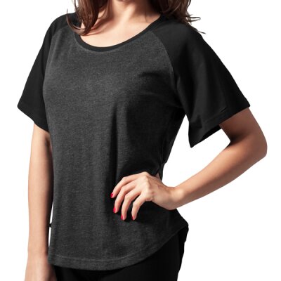 Urban Classics Ladies - TB1189 - Ladies Raglan HiLo Tee cha/blk S