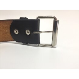 Nietengürtel - Gürtel mit silbernen Pyramidennieten - 3-Reihig - D103-1 - veganes Leder - black XL