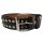 Nietengürtel - Gürtel mit silbernen Spitznieten - 2-Reihig - G0046A-1 - veganes Leder - black S