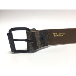 Nietengürtel - Gürtel mit schwarzen Pyramidennieten - 2-Reihig - B020D - Echtleder - stress brown XL