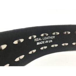 Nietengürtel - Gürtel mit silbernen Pyramidennieten - 2-Reihig - B018 - Echtleder - black XL