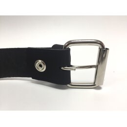 Nietengürtel - Gürtel mit silbernen Pyramidennieten - 2-Reihig - B018 - Echtleder - black XL