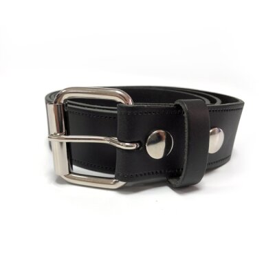 Ledergürtel mit Druckknopf - B666 - Echtleder - black S