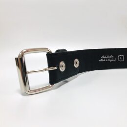 Ledergürtel mit Druckknopf - B666 - Echtleder - black S