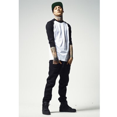 Urban Classics Men - TB366 - Contrast 3/4 Sleeve Raglan Tee wht/blk XL