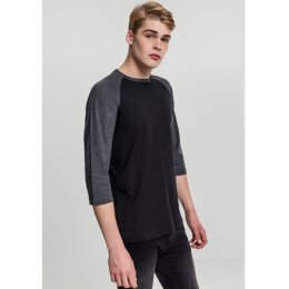 Urban Classics Men - TB366 - Contrast 3/4 Sleeve Raglan Tee blk/cha M
