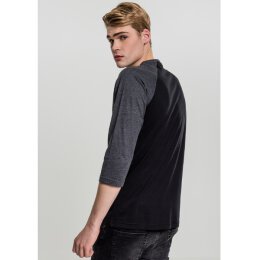 Urban Classics Men - TB366 - Contrast 3/4 Sleeve Raglan Tee blk/cha M