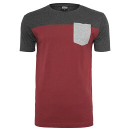 Urban Classics Men - TB969 - 3-Tone Pocket Tee burgundy/cha/gry S