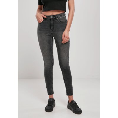 Urban Classics Ladies - TB2970 - Ladies High Waist Skinny Jeans black stone washed 26/32