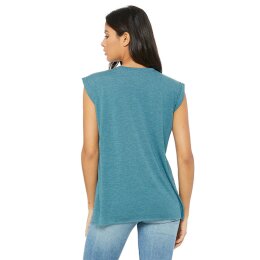 Bella + Canvas - 8804 Womens Flowy Muscle Tee Rolled Cuff - Heather Deep Teal M