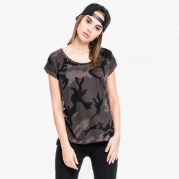 Urban Classics Ladies - TB1635 - Ladies Camo Back Shaped Tee dark camo L