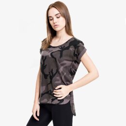 Urban Classics Ladies - TB1635 - Ladies Camo Back Shaped Tee dark camo L
