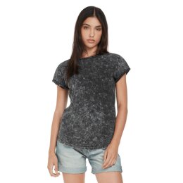 Earth Positive - EP16 - Organic Womens Rolled Sleeve T-shirt - black M