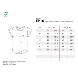 Earth Positive - EP16 - Organic Womens Rolled Sleeve T-shirt - black M